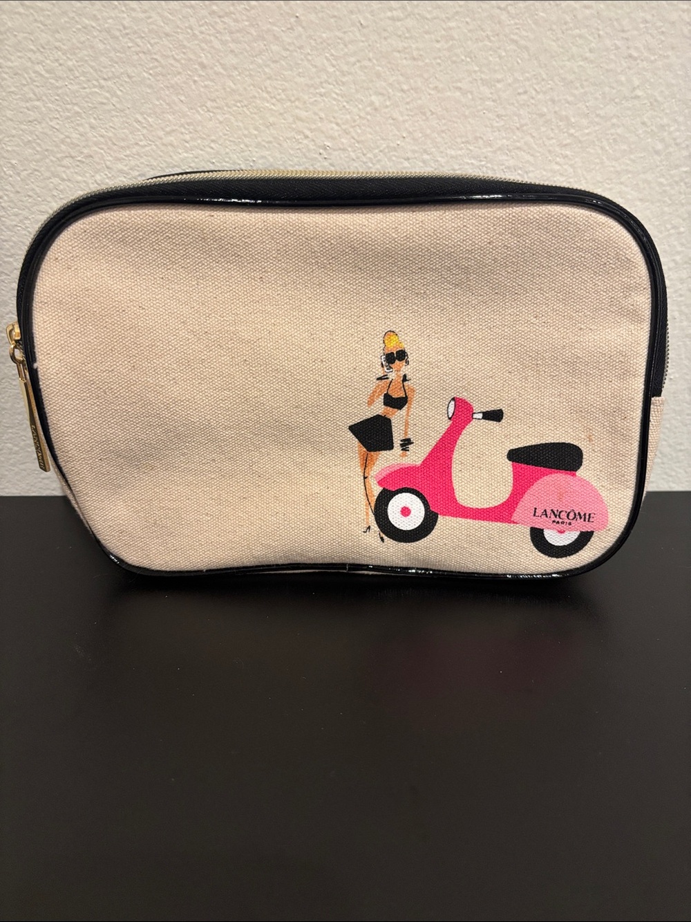 Lancome Paris Canvas Makeup Bag Cosmetic Pouch